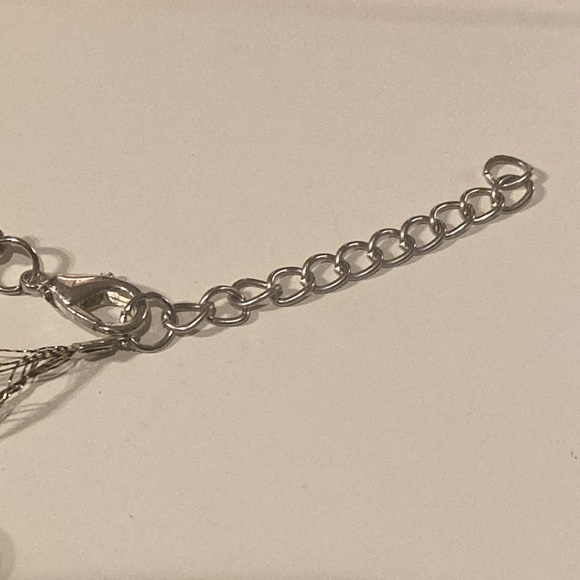 Triple Silver Strand Multi-Coloured Bronze Crystal Bead Bracelet & Earrings - Picture 3 of 8